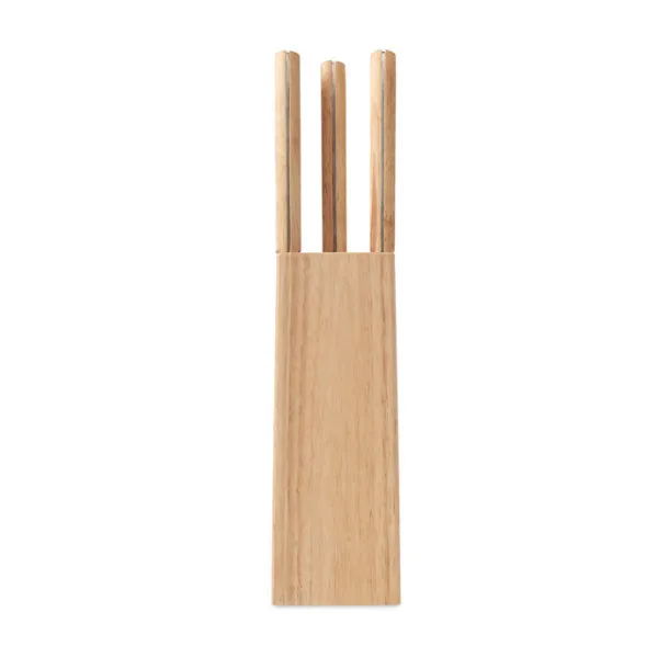 GOURMET 5 piece knife set in base Wood