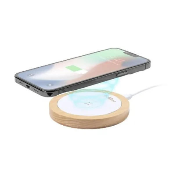  Organic hemp wireless charger 15W, wooden details neutral