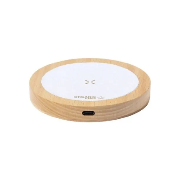  Organic hemp wireless charger 15W, wooden details neutral