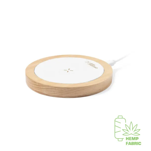  Organic hemp wireless charger 15W, wooden details neutral