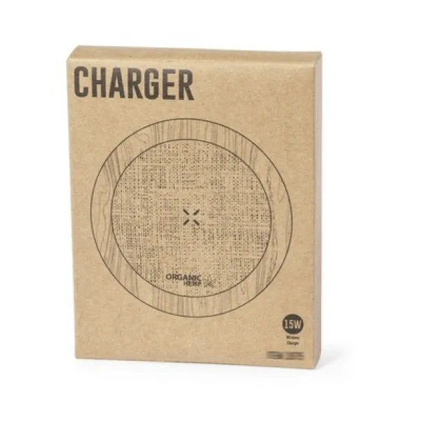  Organic hemp wireless charger 15W, wooden details neutral