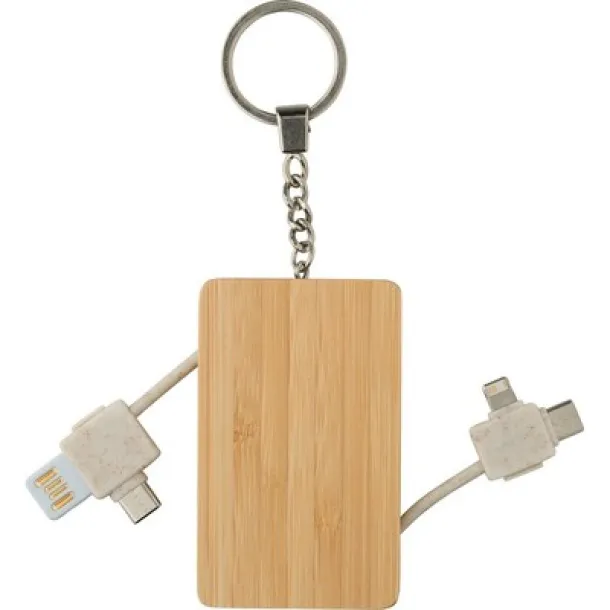  Charging cable, bamboo keychain brown