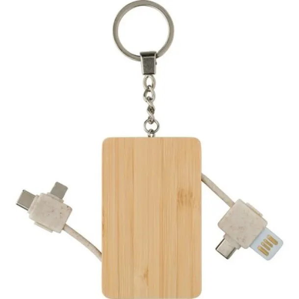  Charging cable, bamboo keychain brown