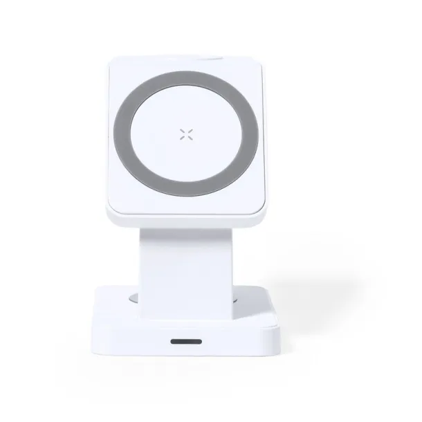  Magnetic wireless charger 15W, 3 in 1, phone stand white