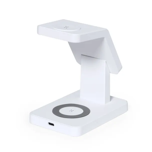  Magnetic wireless charger 15W, 3 in 1, phone stand white