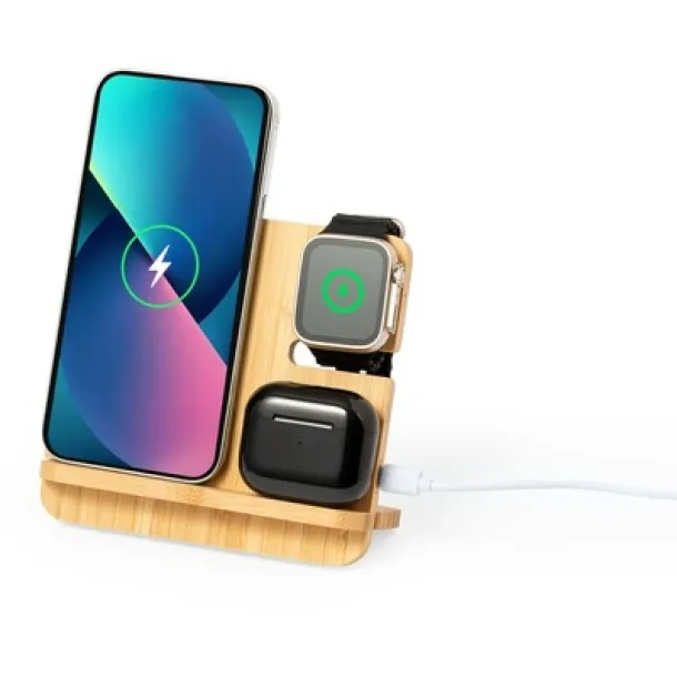  Bamboo wireless charger 15W, phone stand wood