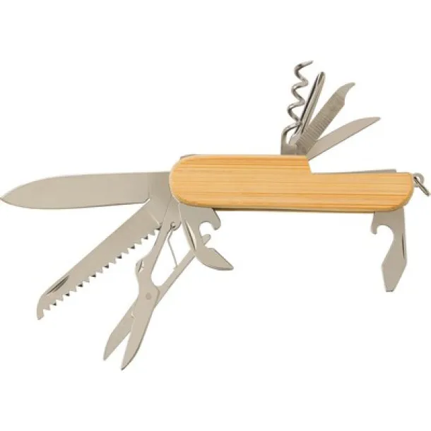  Multifunctional tool 9 el., pocket knife, keyring wood