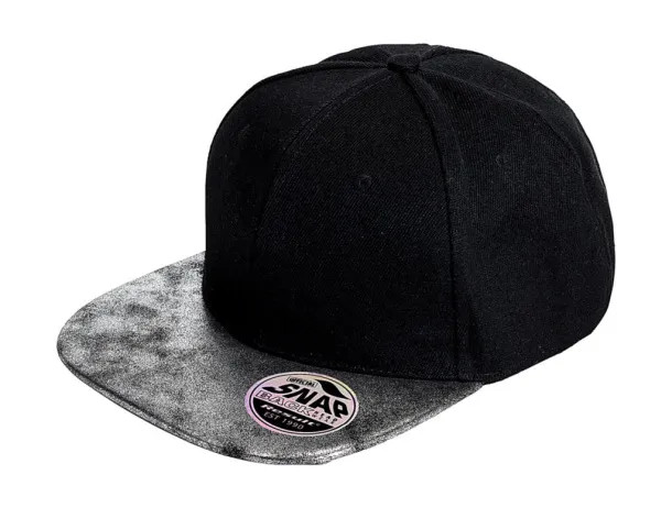  Bronx Glitter Flat Peak Snapback Cap - Result Headwear Black Silver