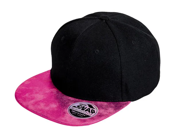  Bronx Glitter Flat Peak Snapback Cap - Result Headwear Black Pink