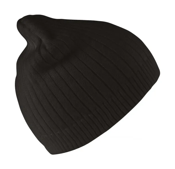  Delux Double Knit Cotton Beanie Hat - Result Winter Essentials Black