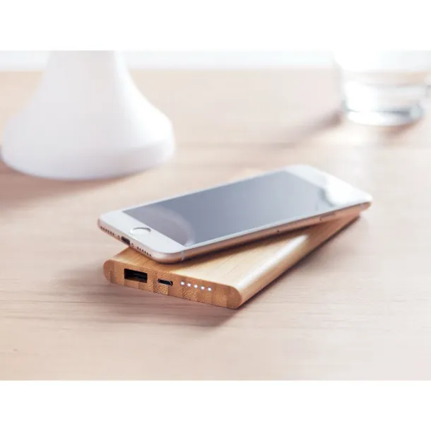 ARENA Wireless, power bank in bamboo Wood