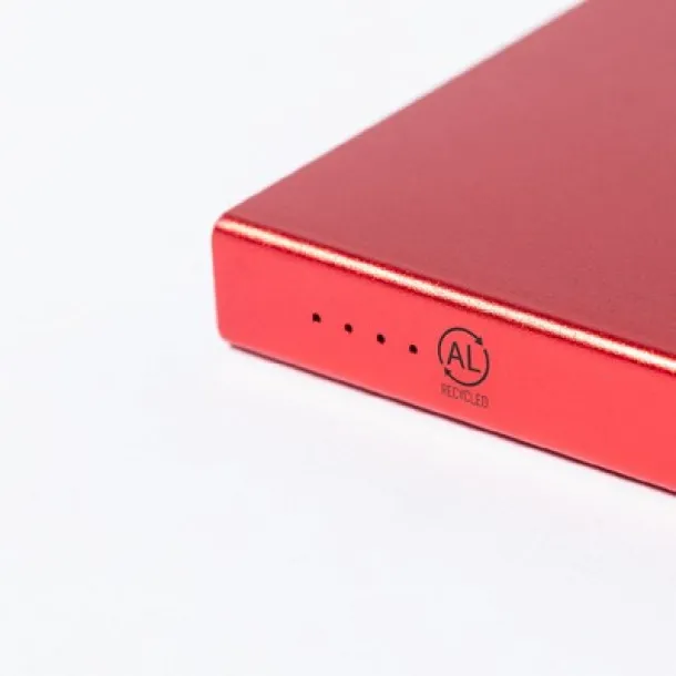  Recycled aluminium power bank 4000 mAh red