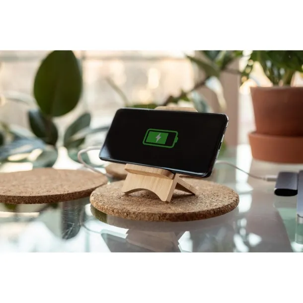  B'RIGHT foldable bamboo wireless charger 10W, phone stand wood