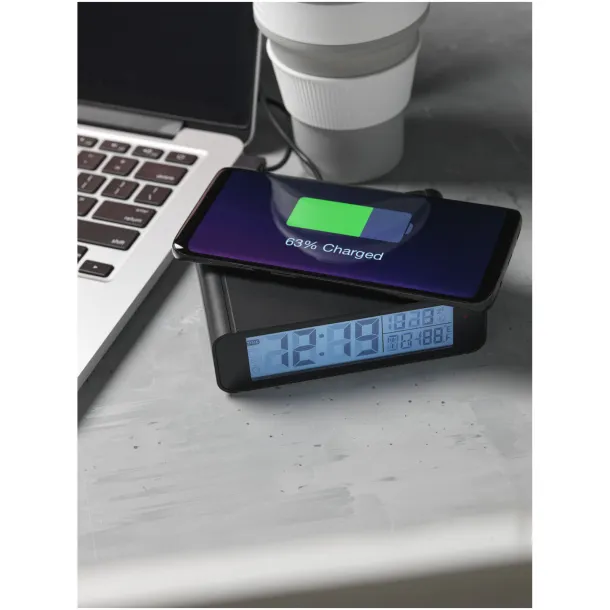 Seconds wireless charging clock Solid black