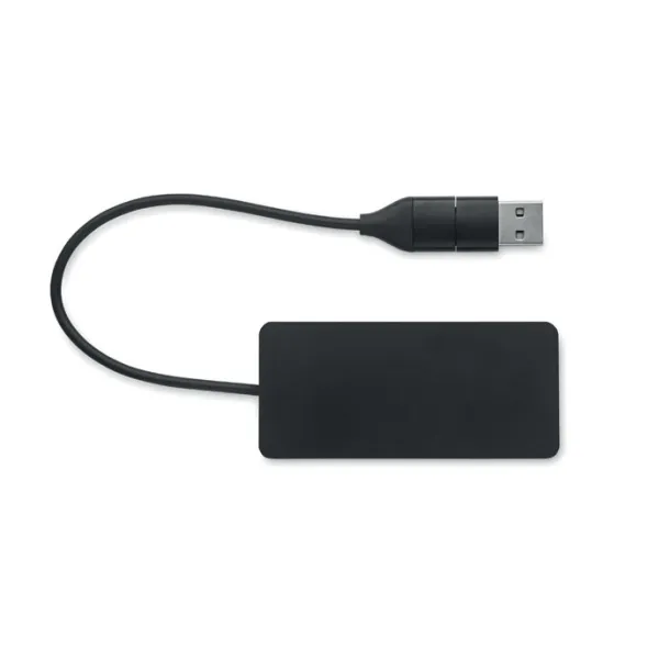 HUB-C USB hub s 3 ulaza i kabelom od 20 cm Crna