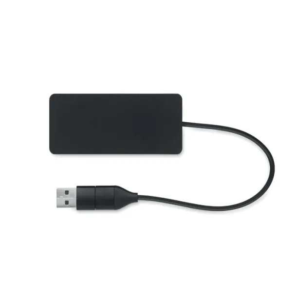 HUB-C 3 port USB hub with 20cm cable Black