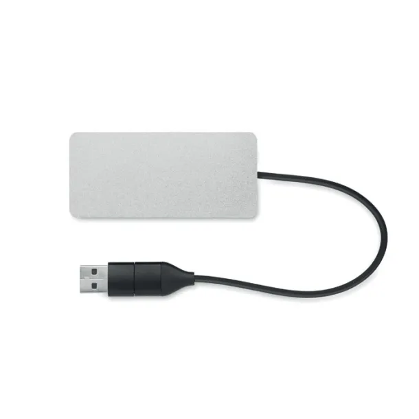 HUB-C 3 port USB hub with 20cm cable Silver