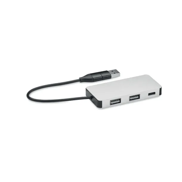 HUB-C 3 port USB hub with 20cm cable Silver