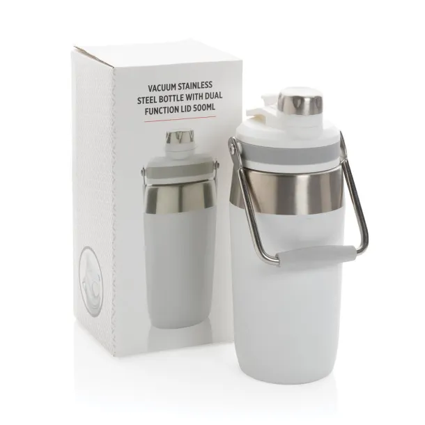  Vacuum stainless steel dual function lid bottle 500ml - XD Collection White 