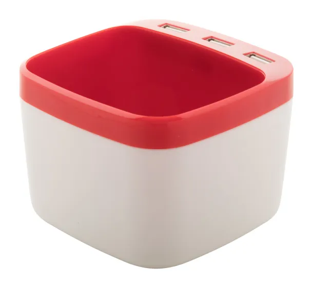 Warger pen holder with USB hub Red White