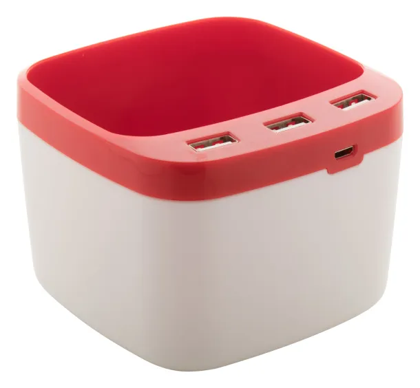 Warger pen holder with USB hub Red White