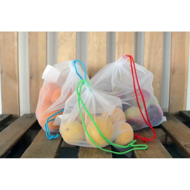  RPET bag for fruits and vegetables, 3 pcs white