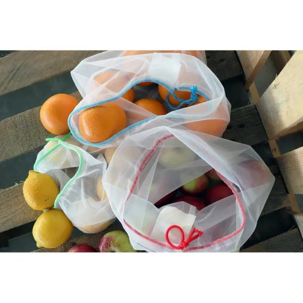  RPET bag for fruits and vegetables, 3 pcs white