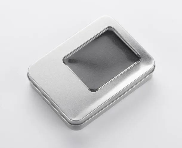  Large tin box for bigger USB flash drives (with inset) Silver