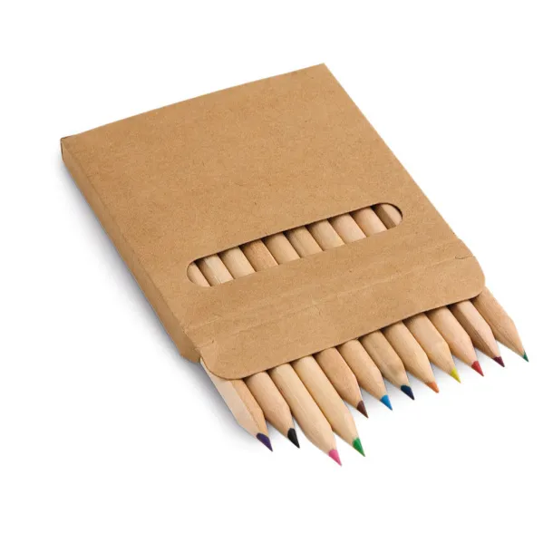 COLOURED Pencil box with 12 coloured pencils Natural