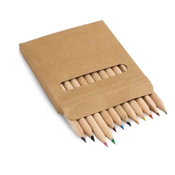 COLOURED Pencil box with 12 coloured pencils Natural