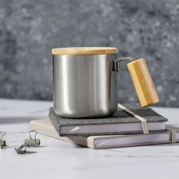  Recycled stainless steel thermo mug 330 ml Srebrna