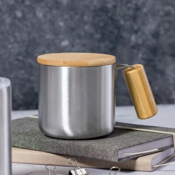  Recycled stainless steel thermo mug 330 ml Srebrna