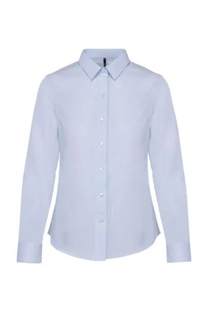  LADIES’ LONG-SLEEVED COTTON POPLIN SHIRT - Kariban Pale Blue White