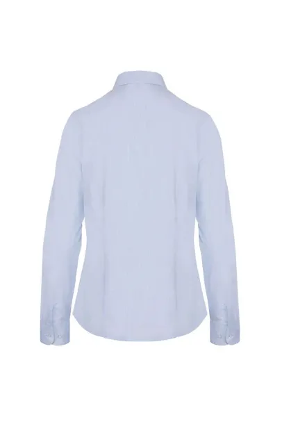  LADIES’ LONG-SLEEVED COTTON POPLIN SHIRT - Kariban Pale Blue White