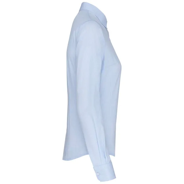  LADIES’ LONG-SLEEVED COTTON POPLIN SHIRT - Kariban Pale Blue White