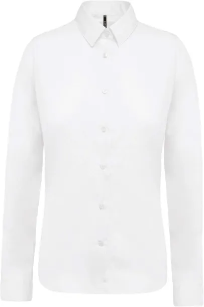  LADIES’ LONG-SLEEVED COTTON POPLIN SHIRT - Kariban White