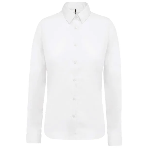  LADIES’ LONG-SLEEVED COTTON POPLIN SHIRT - Kariban White