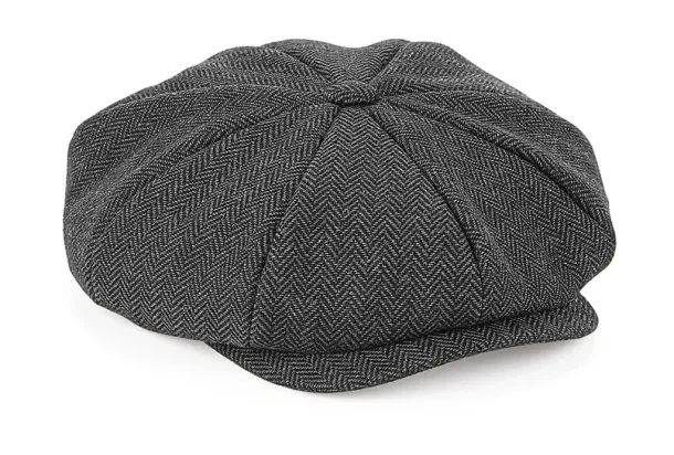  Heritage Bakerboy Cap - Beechfield Charcoal Herringbone