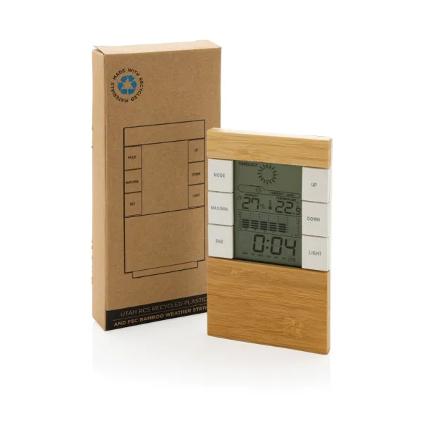  Utah RCS rplastic and FSC® bamboo weather station - XD Collection Brown 