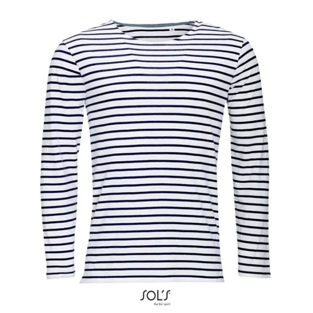  SOL'S MARINE MEN - LONG SLEEVE STRIPED T-SHIRT - SOL'S White Navy