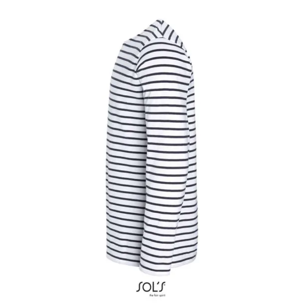  SOL'S MARINE MEN - LONG SLEEVE STRIPED T-SHIRT - SOL'S White Navy