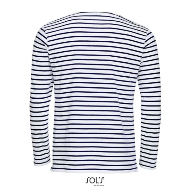  SOL'S MARINE MEN - LONG SLEEVE STRIPED T-SHIRT - SOL'S White Navy