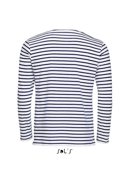  SOL'S MARINE MEN - LONG SLEEVE STRIPED T-SHIRT - SOL'S White Navy