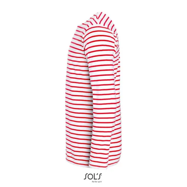  Muška prugasta majica dugih rukava, 150 g/m2 - SOL'S Bijela Crvena