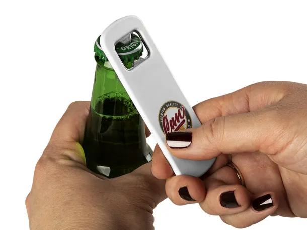 CAN plastic bottle and can opener with magnet White