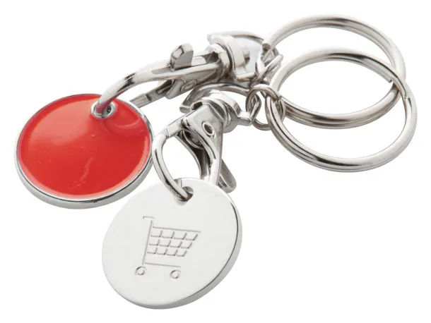 Eurocoin trolley coin keyring Red