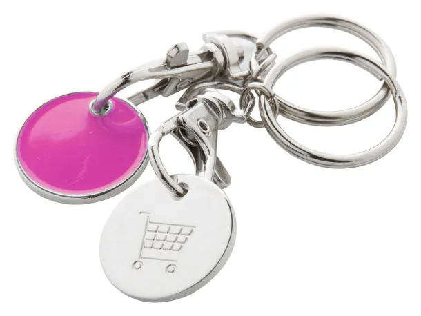 Eurocoin trolley coin keyring Pink