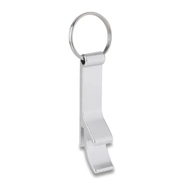 ALUMINIUM key ring with opener Silver