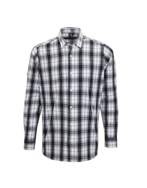  'GINMILL' CHECK - MEN'S LONG SLEEVE COTTON SHIRT - Premier Black White