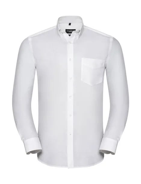  Men's LS Tailored Button-Down Oxford Shirt - Russell  Bijela